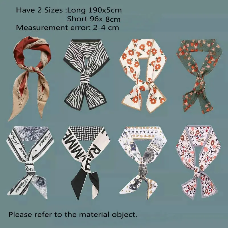Атласные резинки для волос Love Heart с цветочным принтом шелковый шарф длинный
