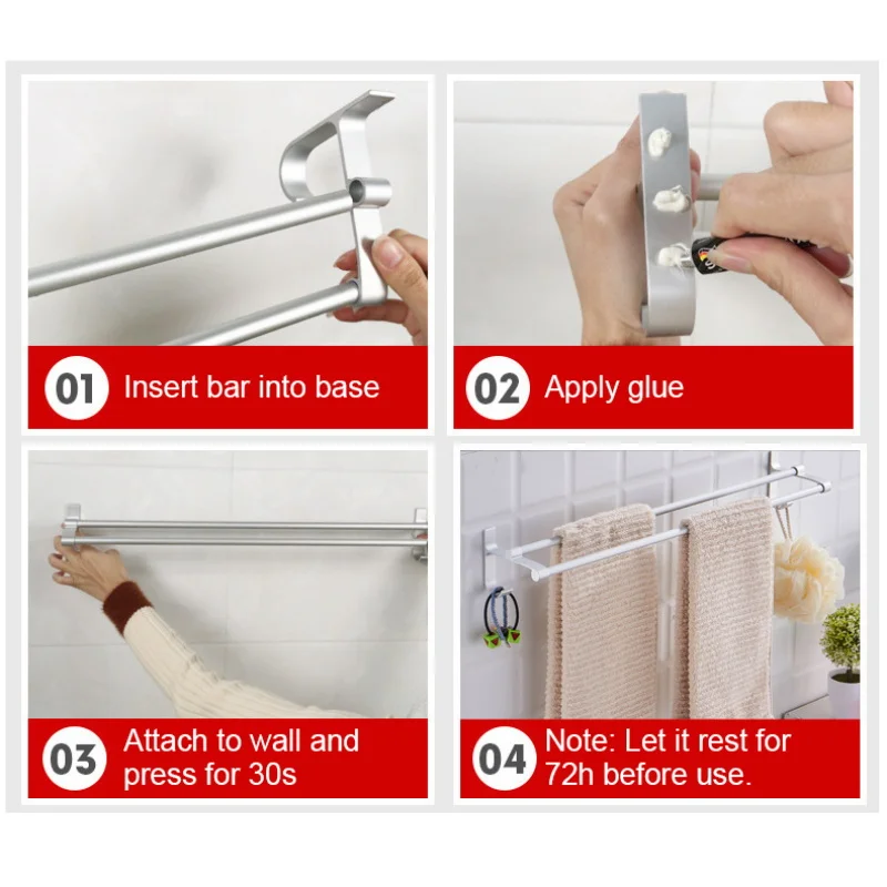 

Towel Rack Towel Hanger Over Door Bath Towel Holder Wall Hanging Towel Bar Aluminum Bathroom Kitchen Cabinet Shelf Storage Rack