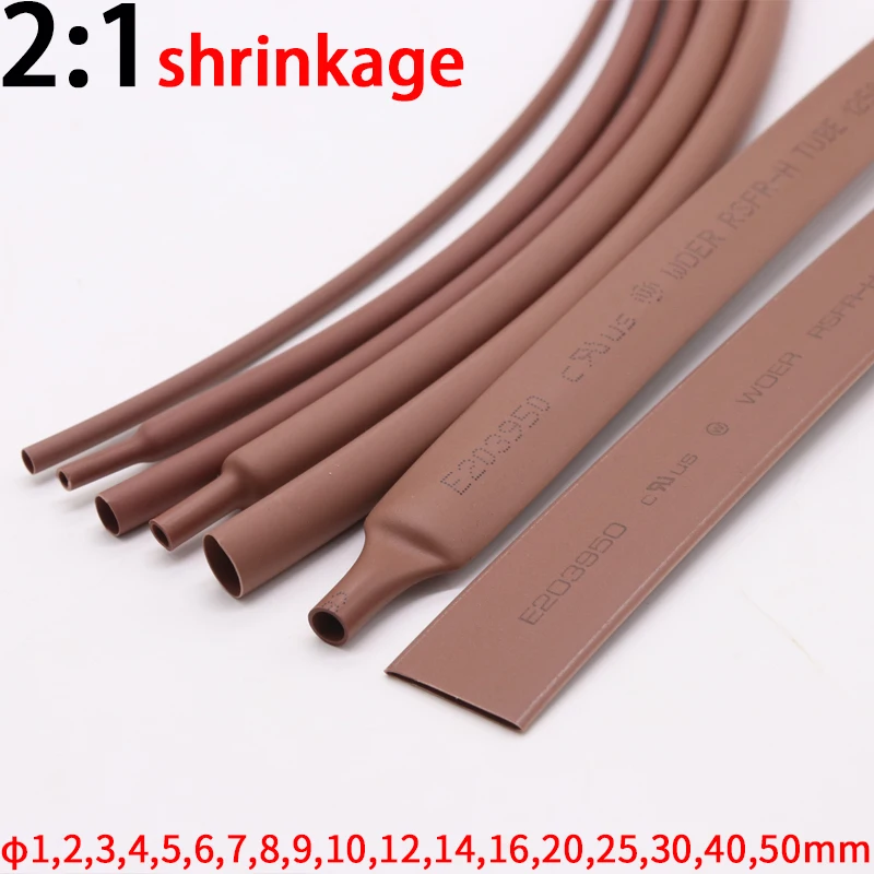

1 Meter Brown Dia 1 2 3 4 5 6 7 8 9 10 12 14 16 20 25 30 40 50 mm Heat Shrink Tube 2:1 Polyolefin Thermal Cable Sleeve Insulated