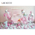Laeacco 1st День рождения фон для фотографии воздушных шаров с рисунком Десерт Мороженое тележка для фотосъемки с изображением окна во французском стиле фон фотосессия Фотостудия