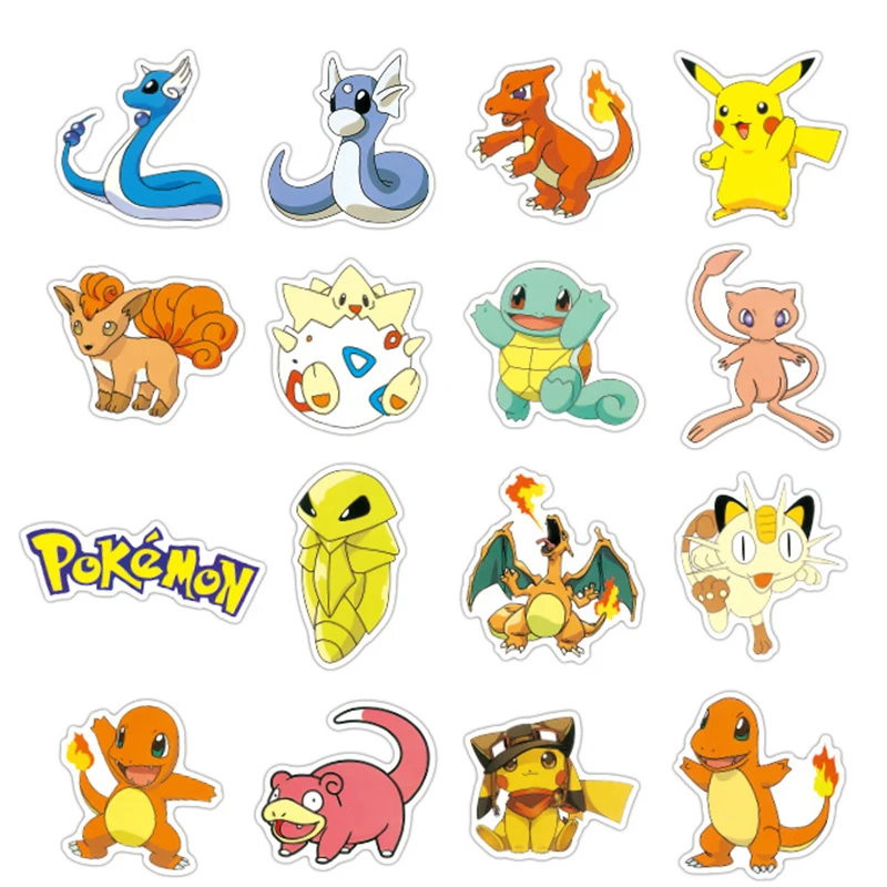 10/50Pcs/set Pokémon Graffiti Cartoon Anime Pikachu Kawaii Sticker Cute Luggage For Fashion Laptop Decals Suitcase Skateboard - купить по