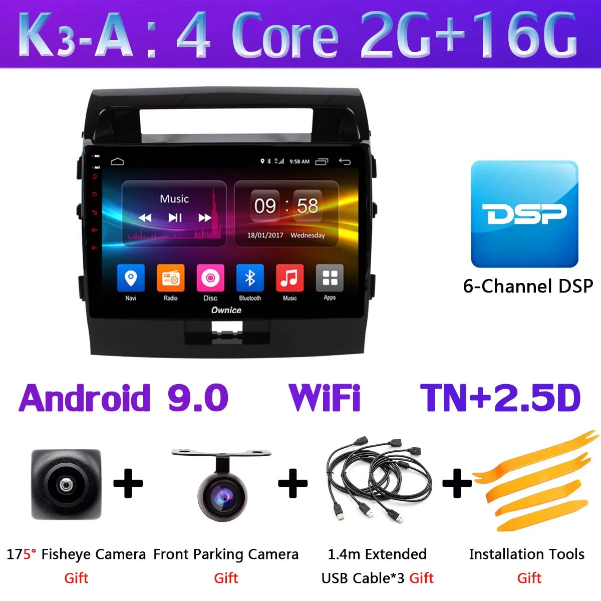K3-A 360 ° 4* AHD камера Android 9,0 8 ядерный 4 Гб ОЗУ+ 64 ГБ SPDIF DSP CarPlay Автомобильный gps радио плеер для Toyota Land Cruiser 11 200 2007 - Цвет: K3-A