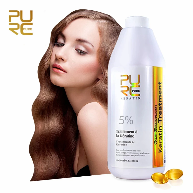 PURC 5% Formalin Brazilian Keratin Hair Straightener Repair Damaged Hair Moisturizing Anti-split Deep Cleaning Hair Care 1000ML