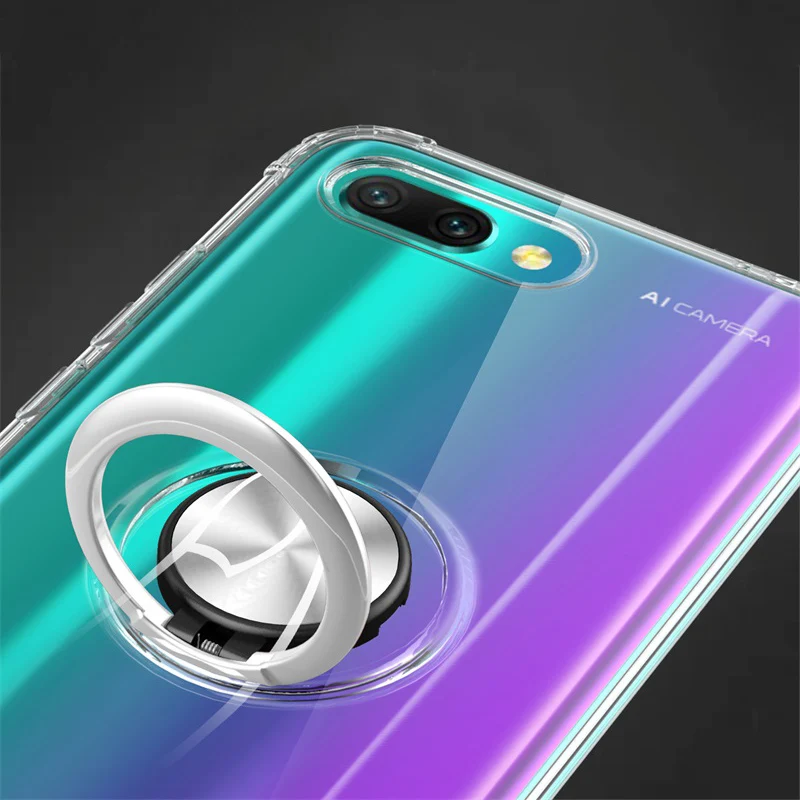 Роскошный чехол для телефона s для huawei honor 10 чехол Прозрачная мягкая силиконовая защита из ТПУ кольцо магнетизм чехол для honor 10 Coque