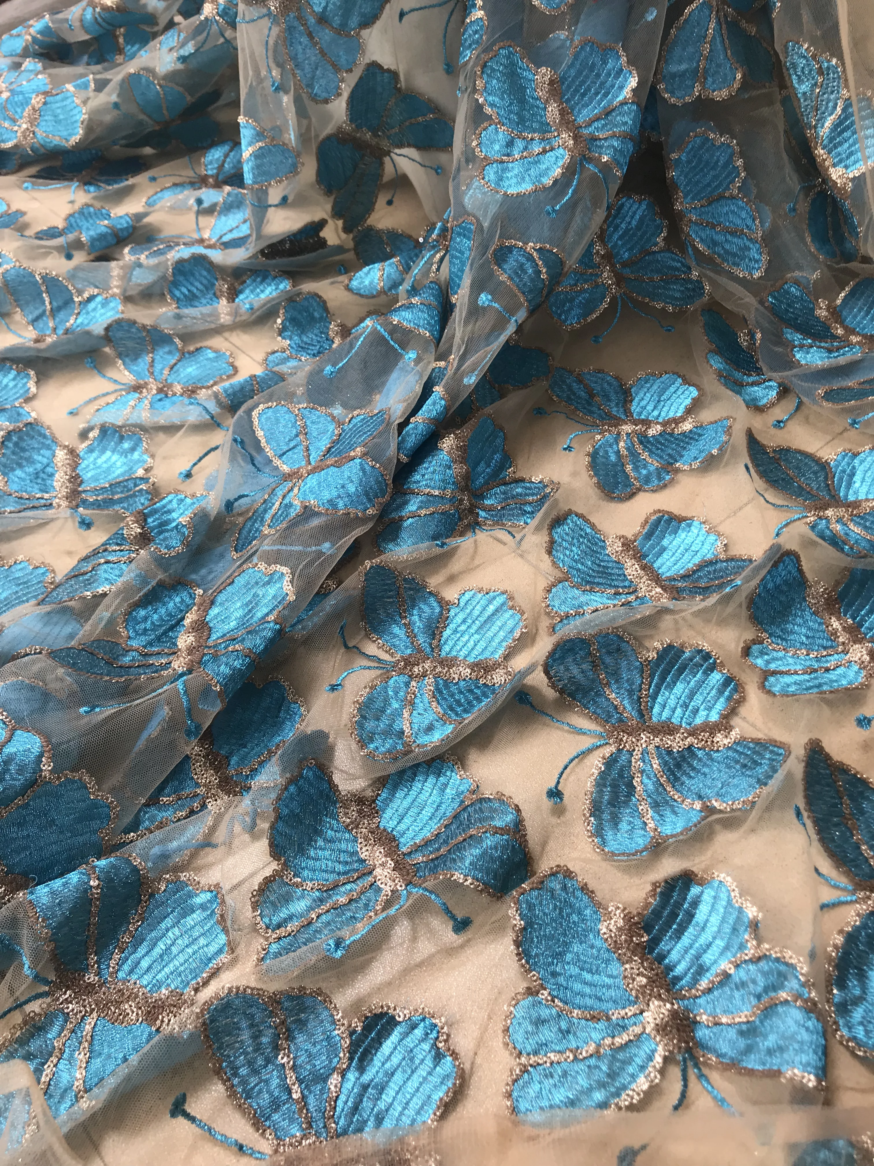 Sat-30.6806 embroidered Mesh Tulle fabric Factory price sequins Nigerian lace fabrics | Дом и сад