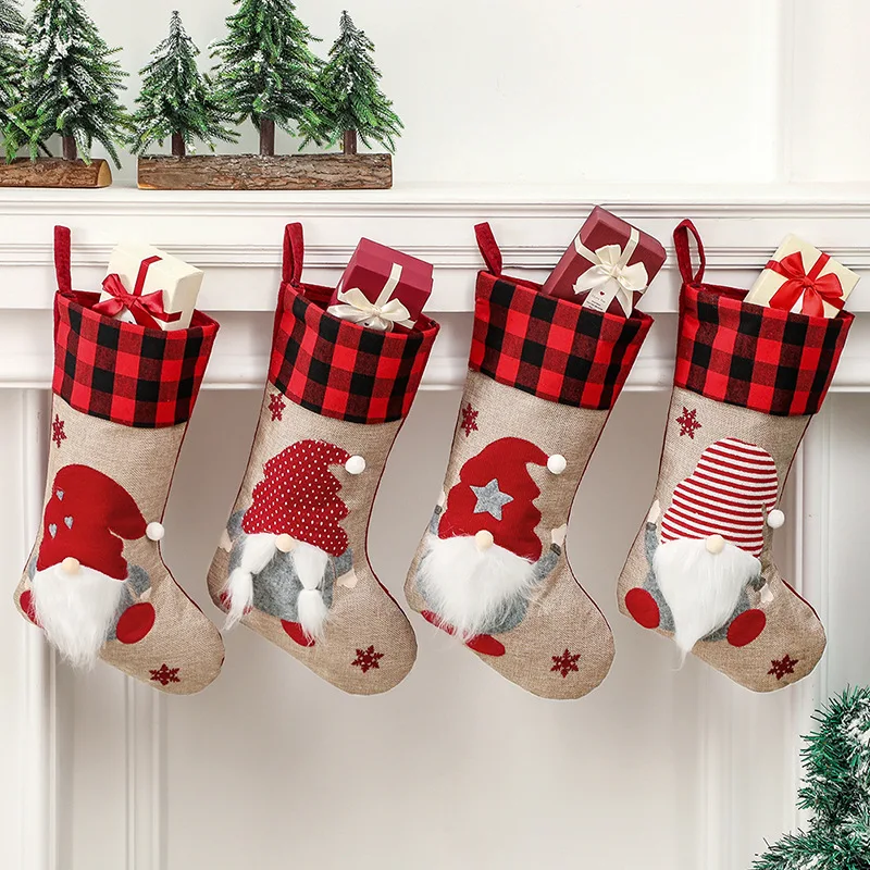 

2022 New Year Christmas Stocking Sack Xmas Gift Candy Bag Noel Christmas Decorations for Home Navidad Sock Christmas Tree Decor