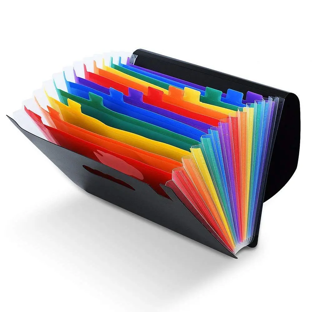 multicolor 13 карманов, папка для файлов, органайзер для документов, расширяющаяся сумка для файлов, цветная папка-гармошка, А4 Размер, с направляющими для файлов, бумажные бирки - Цвет: multicolor