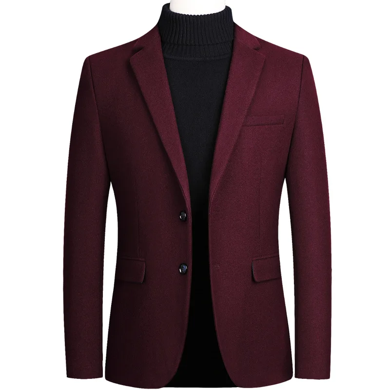 

Mens Woolen Formal Wedding Tudexo Suit Jacket Men Business Casual Slim Wool Blazers Black Grey Red Veste Homme Plus Size 4XL