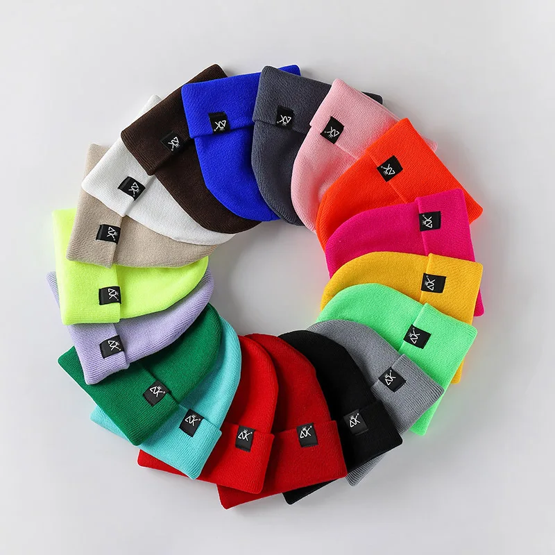 

Label Candy Color Beanie Winter Warm Knitted Hats For Women Men Fashion Unisex Kpop Streetwear Skullies Caps Autumn Bonnets Bone