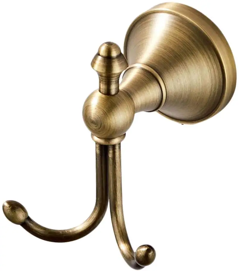 Двойной крючок твердой латуни ванной Полотенца крючки для пальто кошелек с