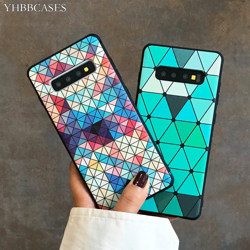 YHBBCASES рельефный ромбик мозаичный мягкий чехол для Samsung Note 10 8 9 многоцветный