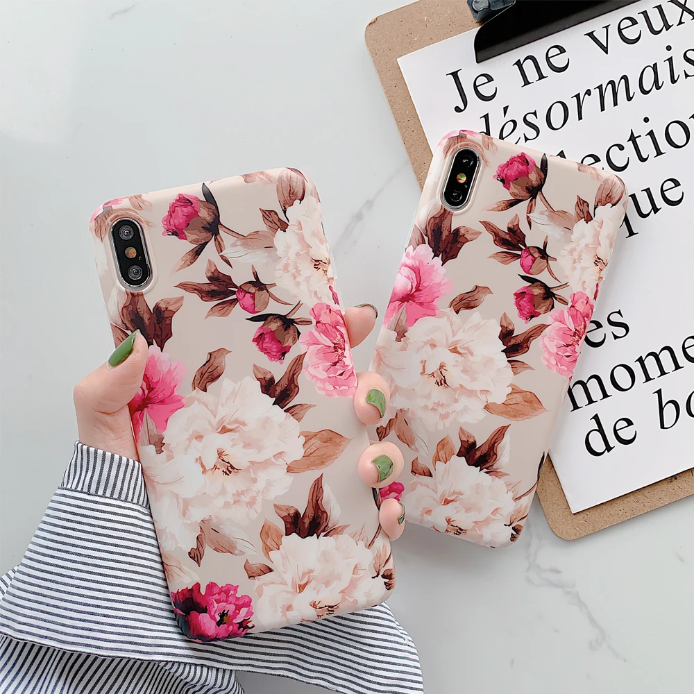 Чехол для iPhone XS Max XR 6 6S 7 8 Plus X в стиле ретро с цветочным рисунком мягкая задняя
