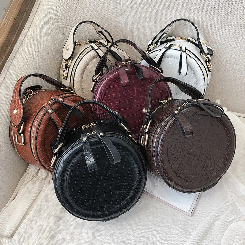 Новая Винтажная женская маленькая круглая сумка через плечо круговая для женщин