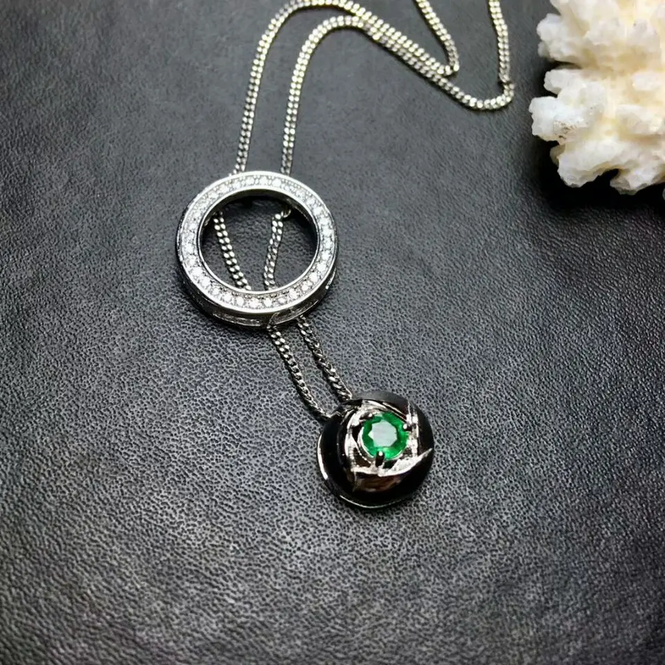 

MeiBaPJ High Quality Natural Emerald Gemstone Fashion Pendant Necklace Real 925 Pure Silver Fine Wedding Jewelry for Women