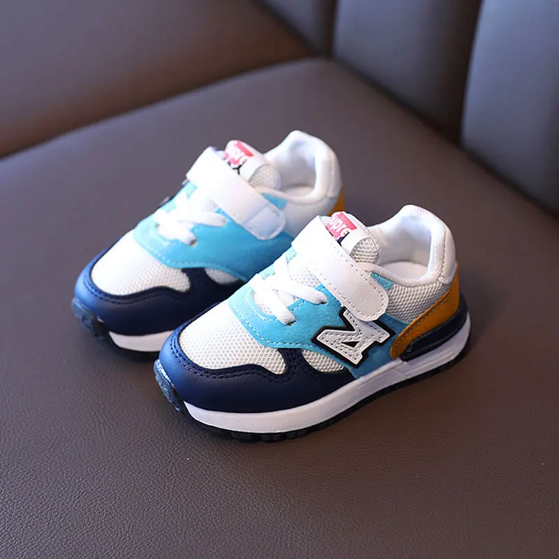 

2021 Child Pu Mesh Patchwork Casual Shoes Kids Buckle Sneakers Spring Summer Boy Girl Non-slip Breathable Run Walk Shoes 21-30