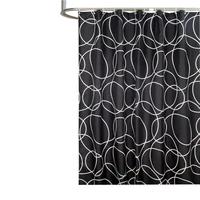 black bath curtain white circle pattern shower curtains waterproof thickened polyester bath curtain with 12 pcs hooks