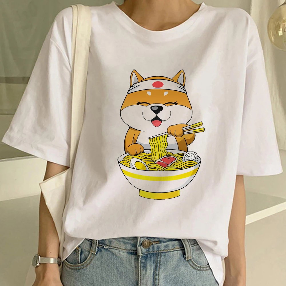 Забавная женская футболка Повседневная с круглым вырезом летняя одежда Harajuku Kawaii