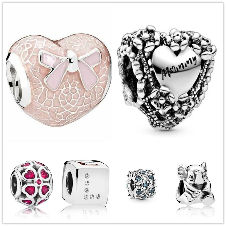 

Authentic 925 Sterling Silver Openwork Flower Love Heart Mummy Charm Beads Fit Women Pandora Bracelet & Necklace Jewelry