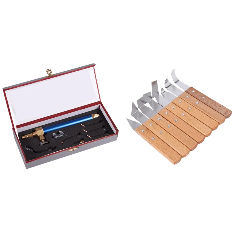 

HOT-Water Welding Machine Jewelry Equipment Flame Welding with 8 in 1 Wooden Handle Pottery Wheel Ceramic Sculpture Tools