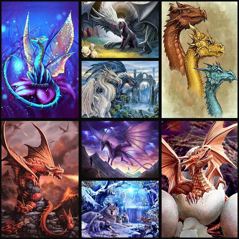 3D Алмазная вышивка дракона Животные крестом круглые картины из смолы домашний