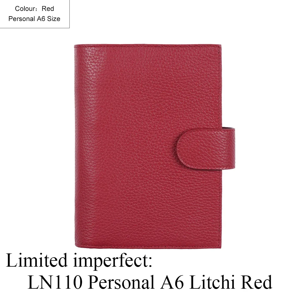 Litchi Red Ограниченная серия неидеальных колец из натуральной кожи, записная книжка А5, А6, личная папка, журнал органайзера, журнал для зарисовок, планировщик - Цвет: Litchi Red