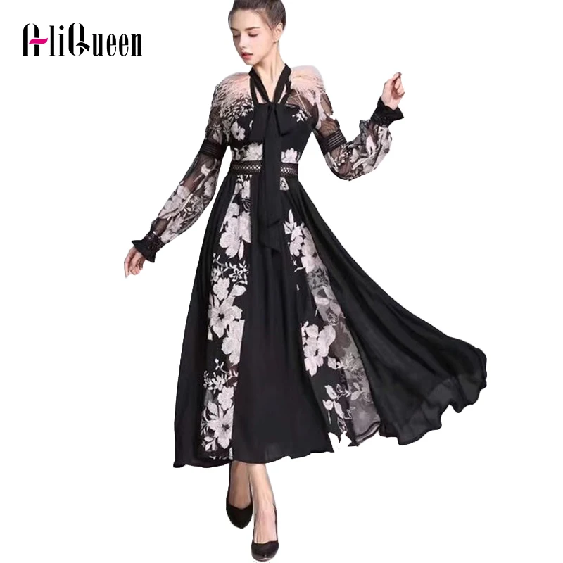 Подиумные женские перо шить вышивка фея длинное платье элегантные прозрачные