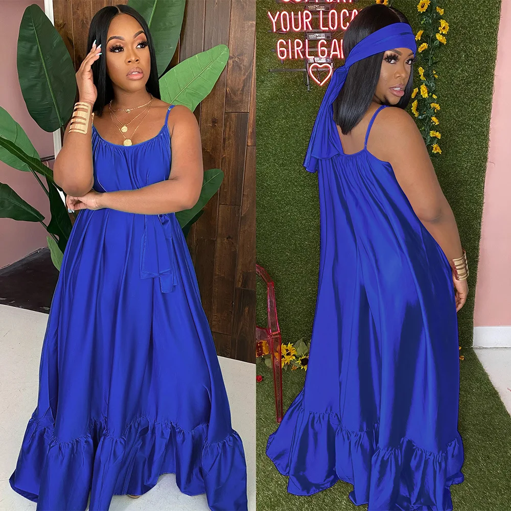 

Summer casual solid color loose dress fashion U-neck sleeveless women's Vest long skirt