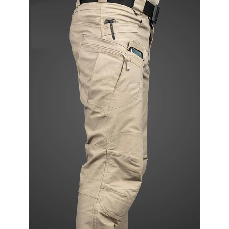 IX7 Spring Fall Cotton Fashion Casual Khaki Black Outdoor Hiking Tactical Army Work Trousers Cargo Pants Men images - 6