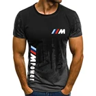 Мужская футболка с коротким рукавом, повседневная спортивная футболка с цифровым 3D принтом BMW M, лето 2021