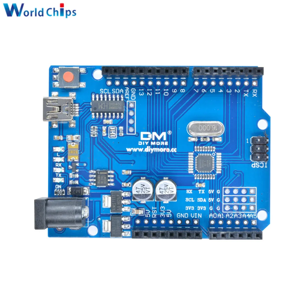 Мини-USB-плата R3 ATmega328P ATmega328 CH340 CH340G микроконтроллер сменный ATmega16U2 без USB-кабеля |