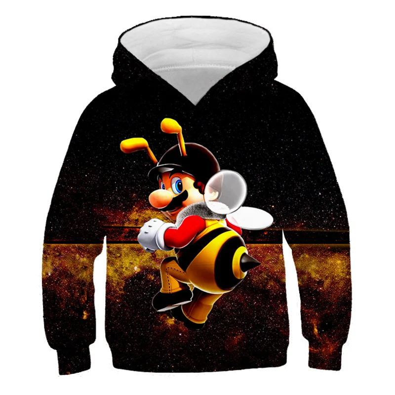 

Fashion Boys Girls Super Mario Hoodies Kids Mario Game Sweatshirt Loose Long Tops Cartoon Print O-neck Outwear Clothes 4-14Y