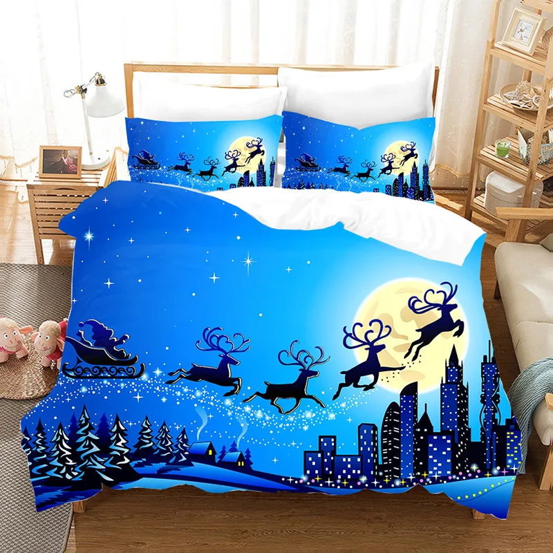 

3d cartoon brushed digital printing Christmas bedding three-piece two-piece