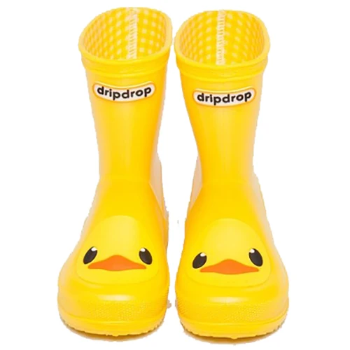 Yellow DRIPDROP Резиновые сапоги из ПВХ для детей Водонепроницаемые сапоги до середины икры разных цветов и с различными аппликациями Животные - Цвет: Yellow
