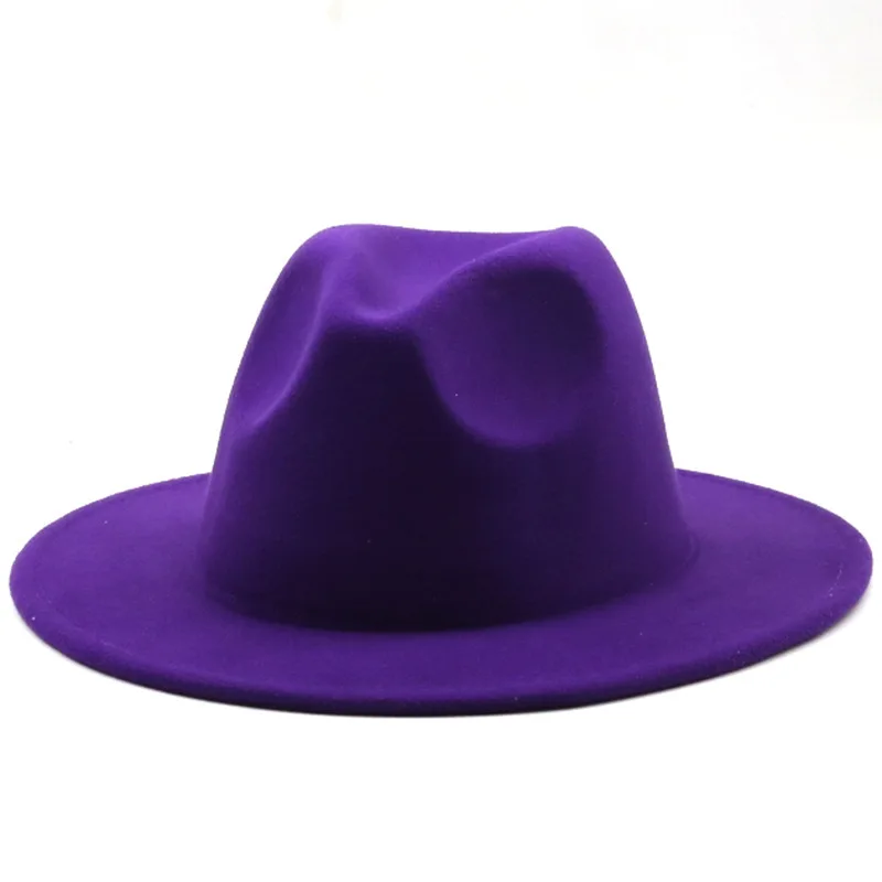 

Solid color Top hat Ladies Men's Wool Retro Gangster Felt Fedora Hat Wide Brim Gentleman Elegant Ladies Winter Autumn Jazz Hat