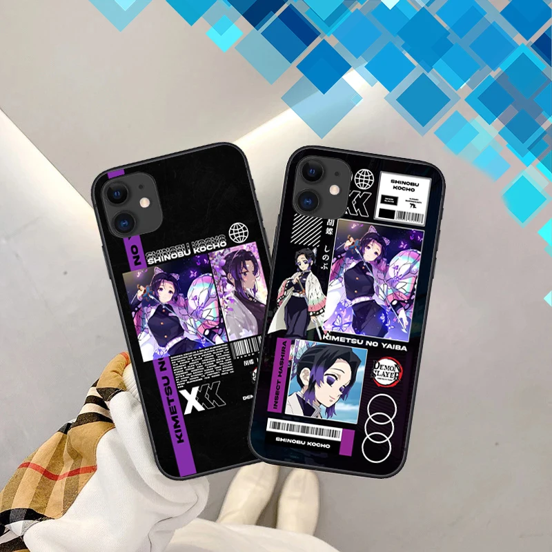 

Anime Demon Slayer Phone Cover For iPhone 11 12 13 Pro Max X XR XS Max 5 6 6S 7 8 Plus 13 Mini SE20 Black Soft Silicone TPU Case