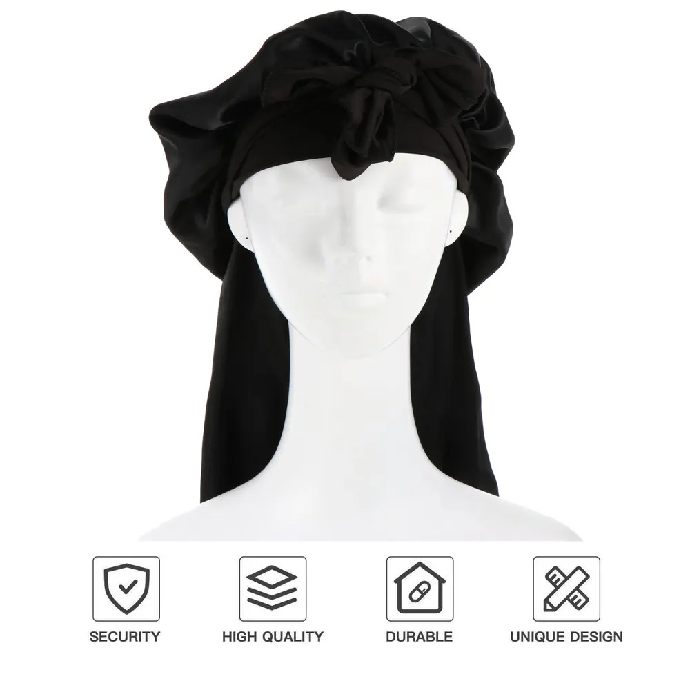 

Elastic Sleeping Hat Wide Brimmed Cap Satin High Elasticity Long Nightcap