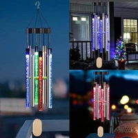 outdoor solar wind chime lamp with bell led string garden balcony window landscape 6 pendant butterfly dragonfly decoration