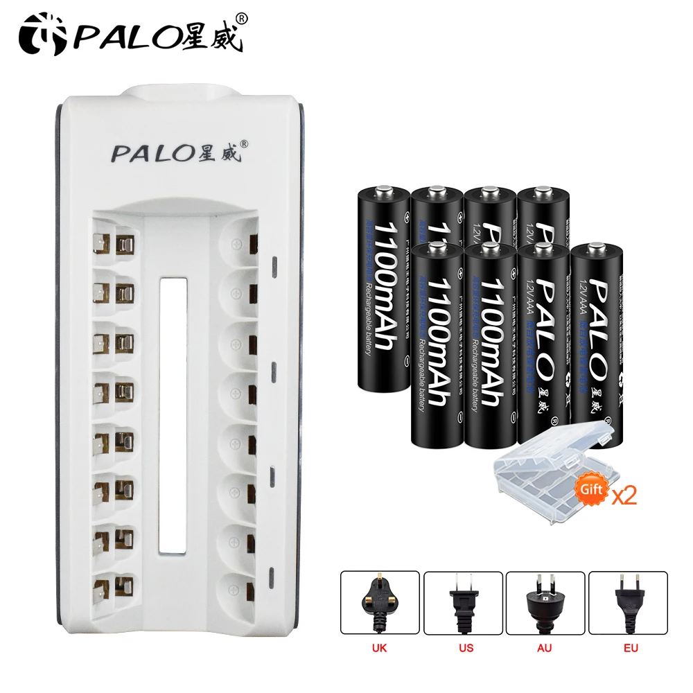 

8 slot LED Smart Charger for 1.2V AA AAA Battery+8pcs AAA 1100mah Ni-MH Rechargeable Battery 1.2V Pre-charged battery toy camera
