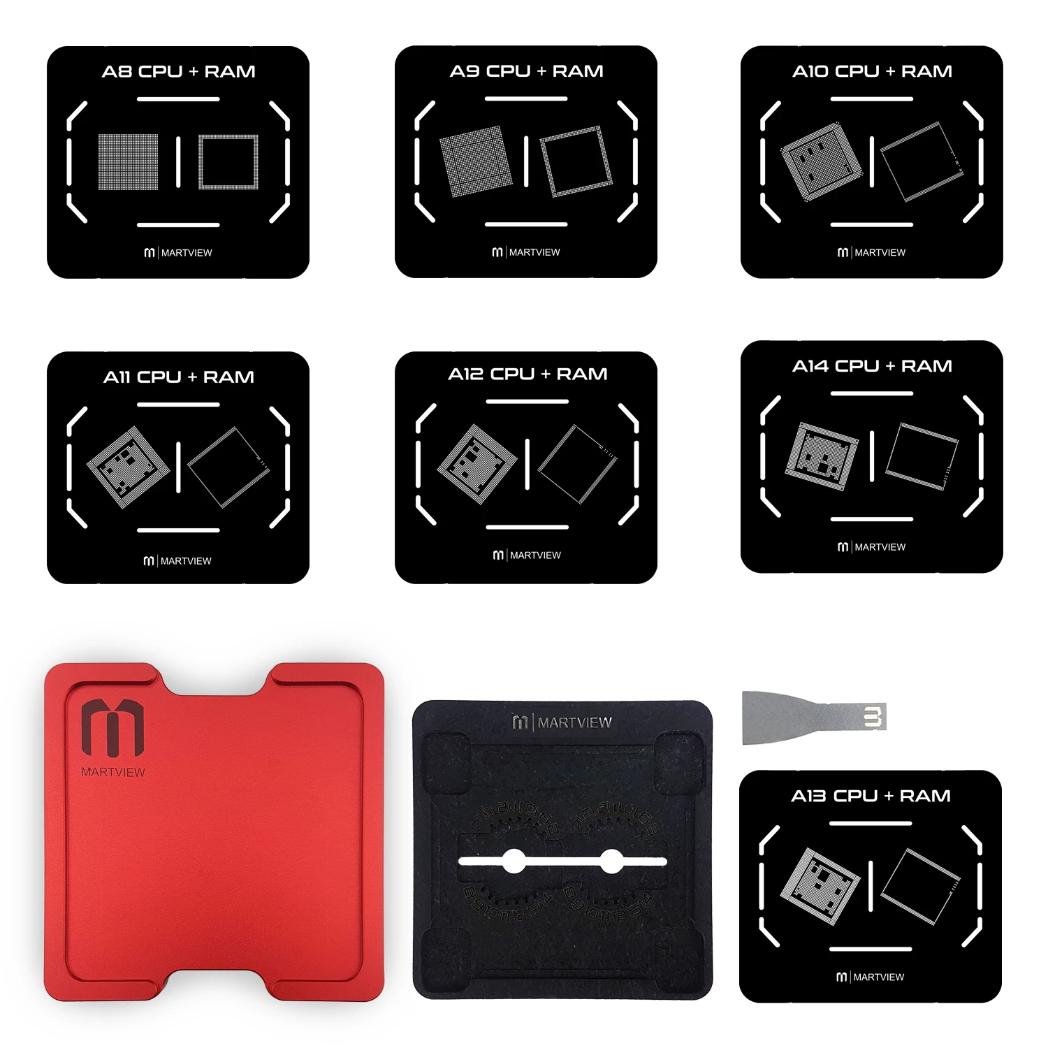 Martview RB 02 7in1 процессор реболлинг трафарет полный набор для iPhone A8 A9 A10 A11 A12 A13