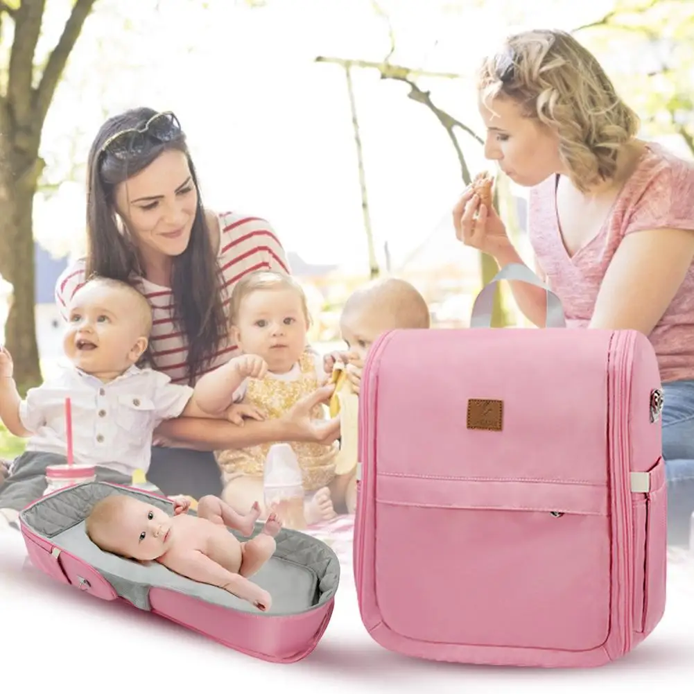 

Travel Diaper Bags Folding Mummy Backpack Bag Nappy Diaper Backpack Waterproof Mom Baby Bags With USB Changing For 0-12 Months