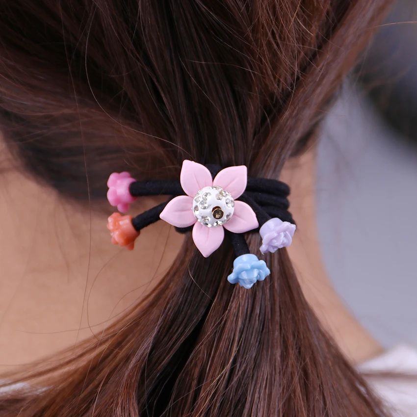 1 шт. милые веревки для волос с цветами девочек держатель конского хвоста повязка