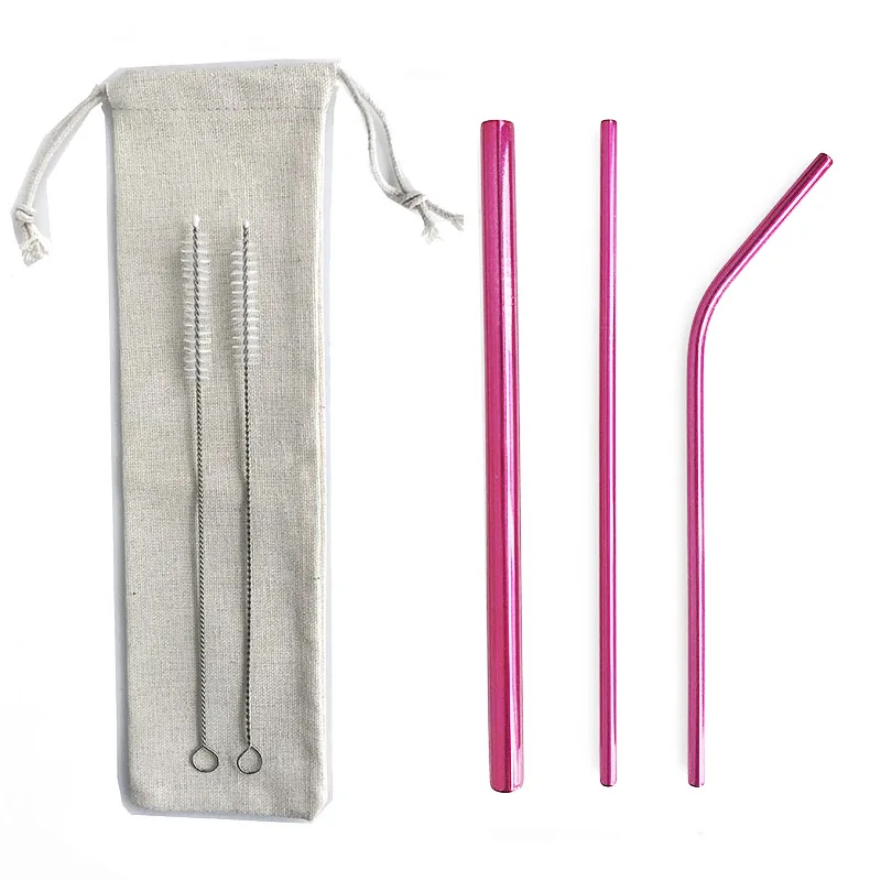 8 шт. металлическая соломинка Нержавеющая сталь многоразовые питьевые соломки