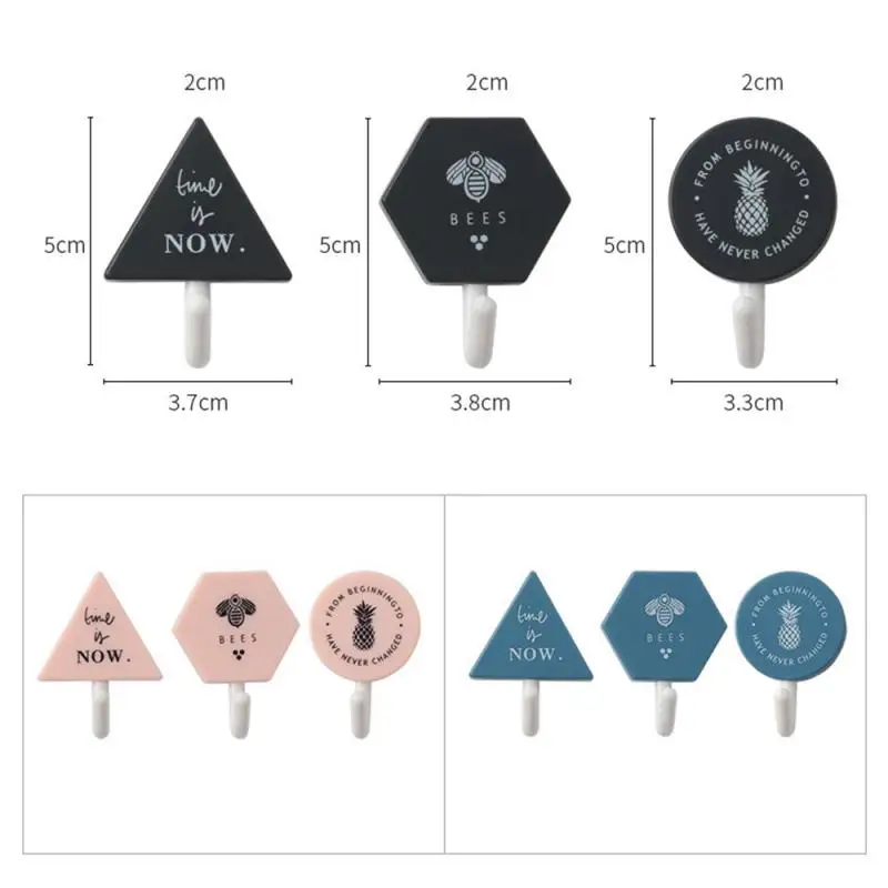 

3Pcs Wall Hook Adhesive Hooks Key Hook Holder Kitchen Bathroom Storage Hook Free Punch No Trace Hook