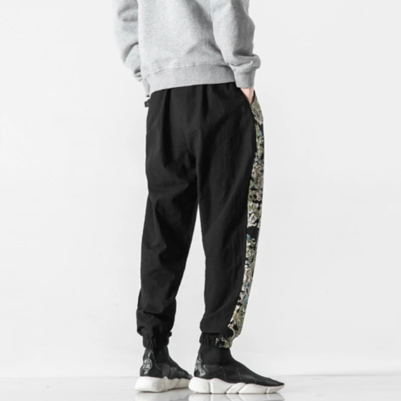 

Fashion Splicing Mens Loose Harem Pants 2021 Cotton Linen Harajuku Hip Hop Trousers Male Casual Jogging Pant Pantalones Hombre