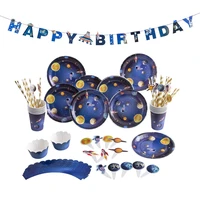 outer space birthday diy decorations astronaut rocket ship system theme party planet space cups boy kids paper supplies favors