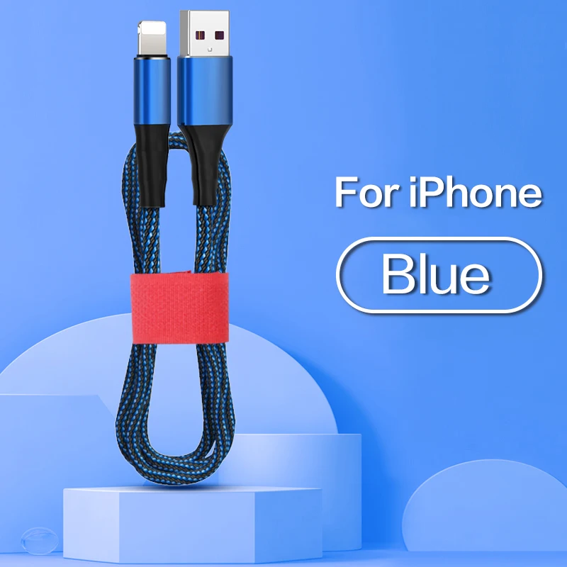 USB кабель 3A, кабели для быстрой зарядки, кабель для зарядки мобильного телефона, кабель для передачи данных 1,8 м, кабель для Iphone Xs Max Xr X 8 7 6 Plus 6s Plus Ipad - Цвет: For iPhone Blue