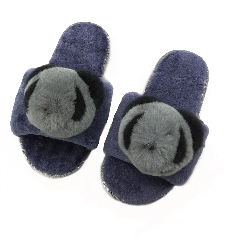 

Зимние теплые меховые пушистые тапочки, Женская Уютная бархатная домашняя обувь с ножницами для овец, сланцы, мягкая обувь на плоской подош...