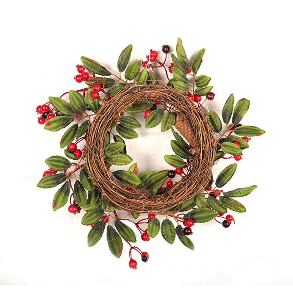 

Fashion Christmas Garlands Party Home Christmas Ornament Handmade Rattan Pine Cone Wreath Hang Garlands Xmas Decoration