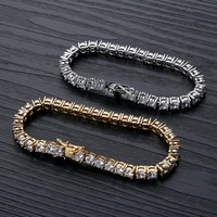 5mm hip hop bling iced out cubic zircon bracelet tennis chain bracelets women men 1 row cz link chain jewelry rose gold