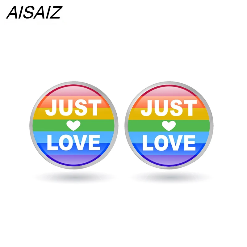 10 пара/лот ЛГБТ серьги-гвоздики радужные круглые с надписью just love милые ювелирные